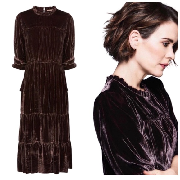 Ulla Johnson Dresses & Skirts - Ulla Johnson Velvet Midi Dress Womens Size 6 Plum Mulberry Blogger Celeb Style